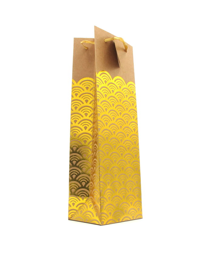 Kraft and Gold Wine Gift Bag