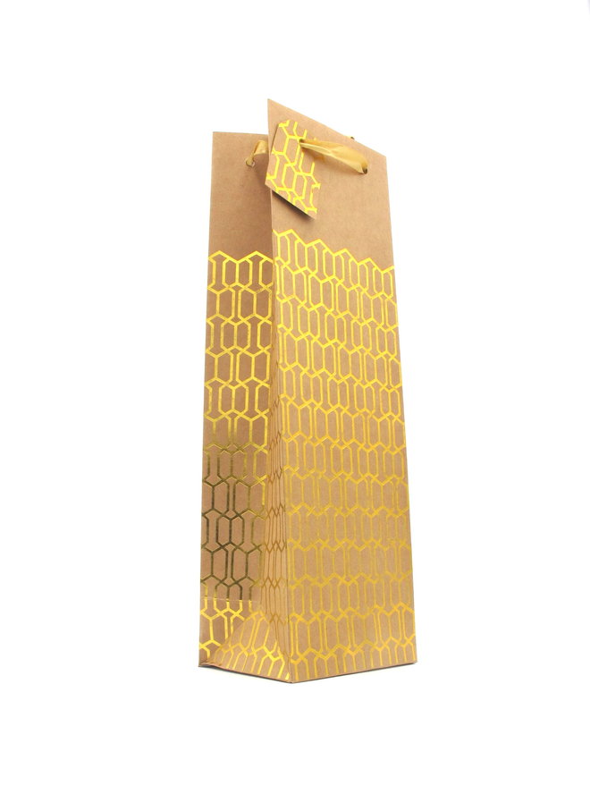 Kraft and Gold Wine Gift Bag