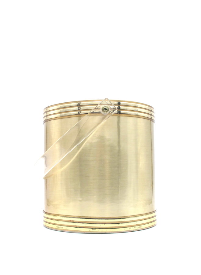 Art Deco Georges Briard Gold Ice Bucket With Lucite Handle Lid