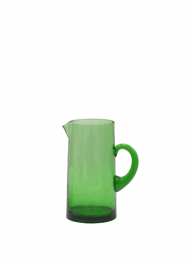 Moroccan Hand Blown Pitcher with Handle (Green)