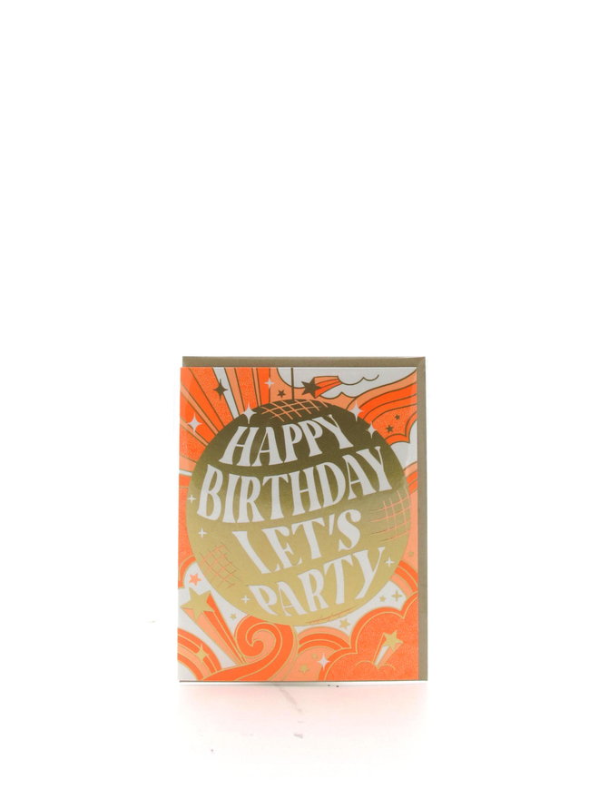 Happy Birthday Let's Party Disco Ball Egg Press Greeting Card