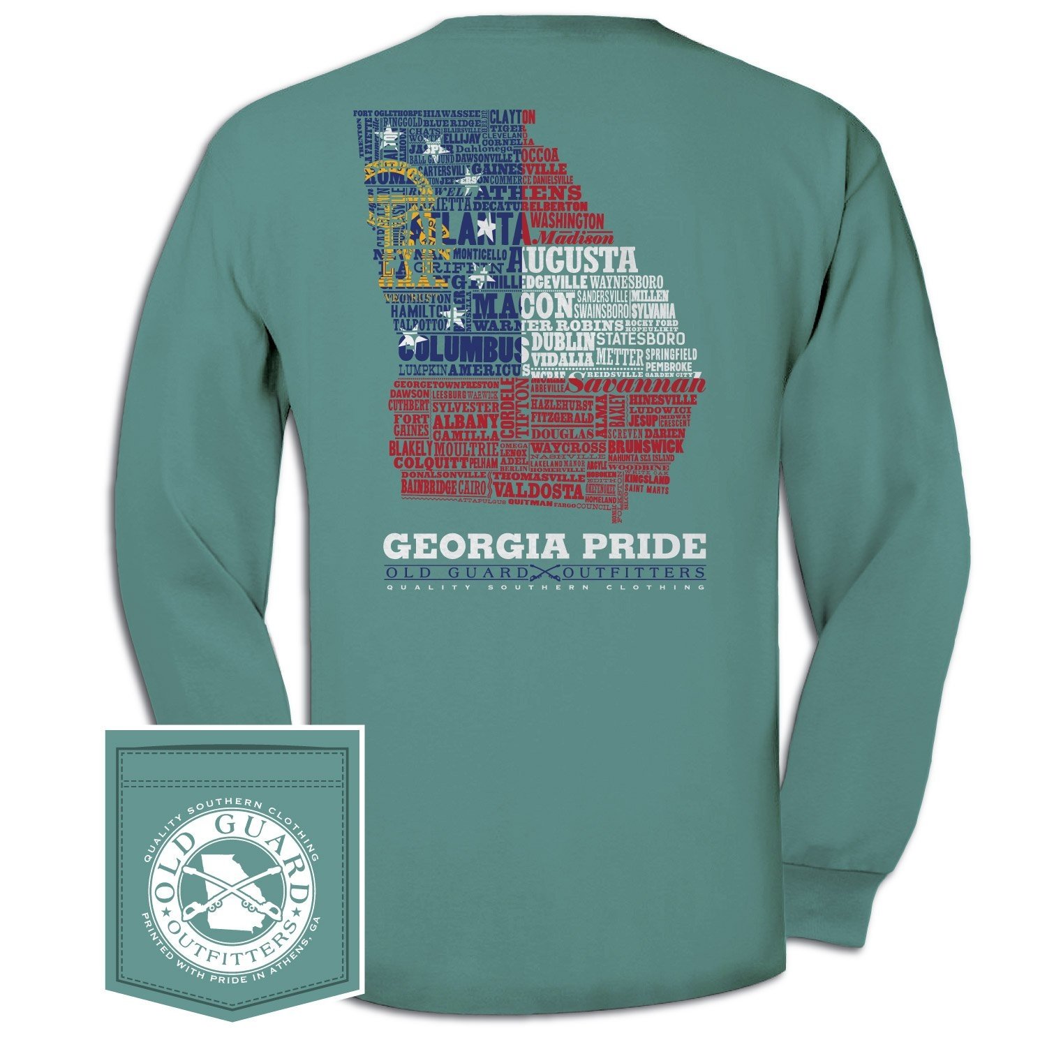 Georgia Letterpress Flag Long Sleeve King Frog Clothing The Lilypad Boutique