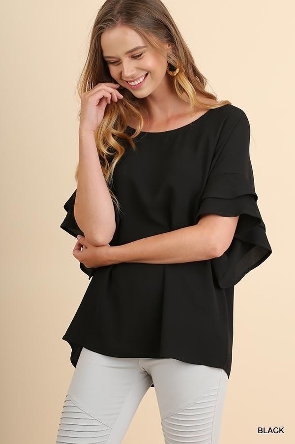 umgee ruffle sleeve top