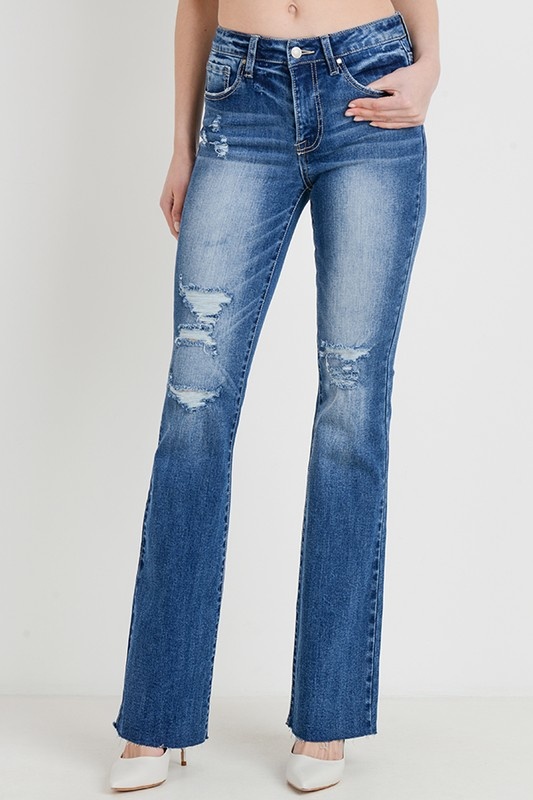 destroyed flare jeans