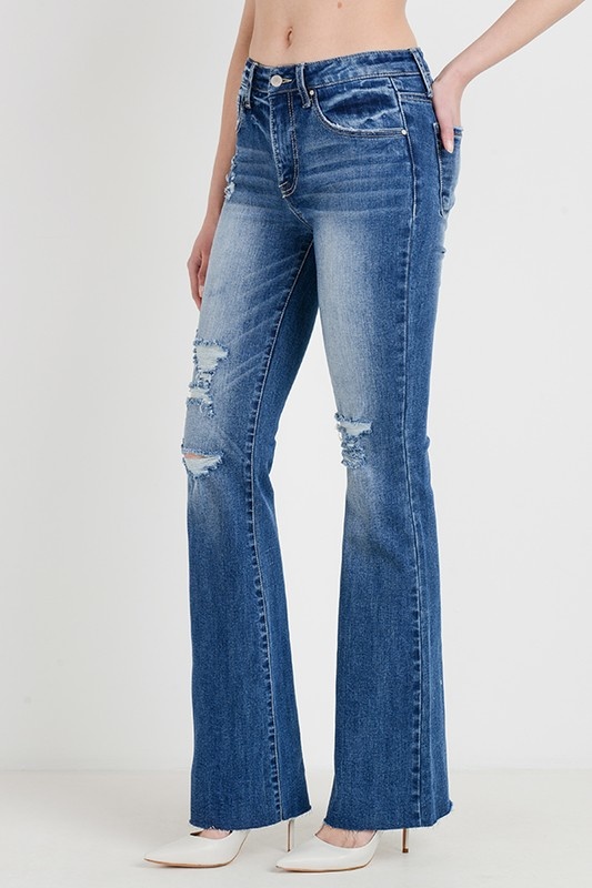 flare destroyed jeans