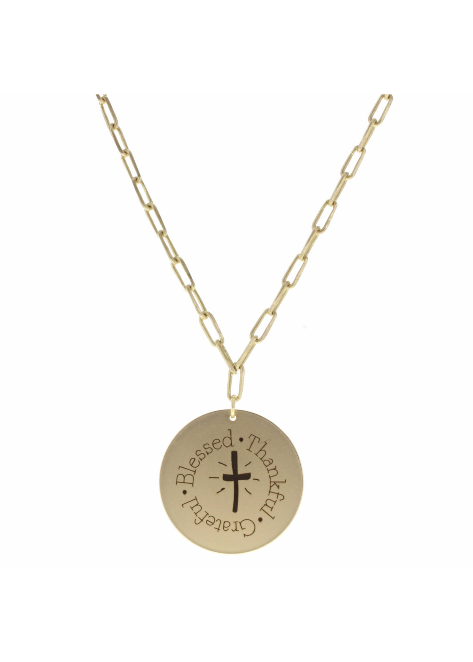 Jane Marie 30" Faith Gold Disk Necklace, 3" Ext.