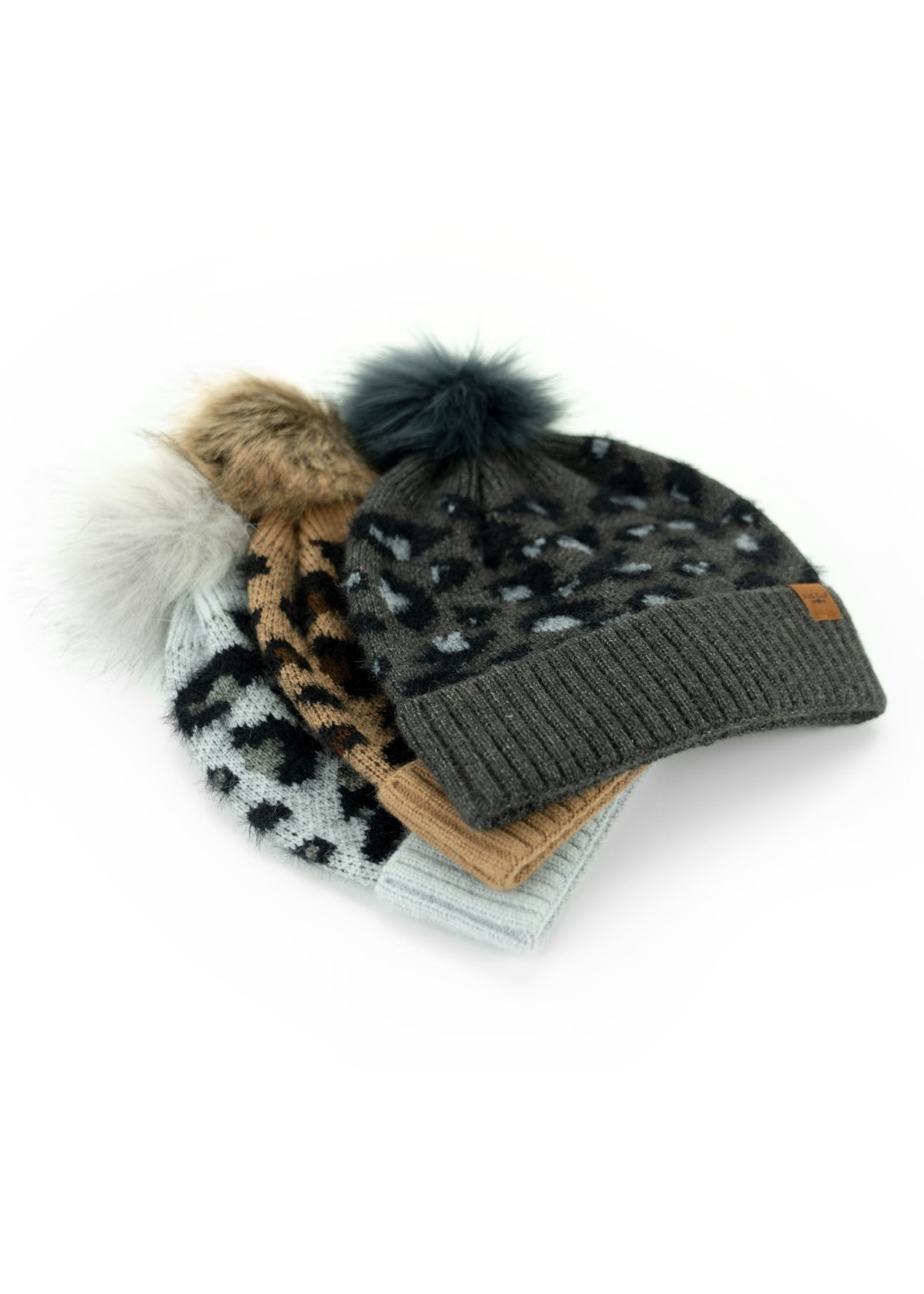 Britt's Knits Snow Leopard Pom Hat