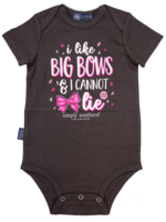 Simply Southern Collection I Like Big Bows & I Cannot  Lie Onesie - Grey