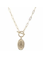 Jane Marie 16" Gold Stamped Initial With Link Chain And Toggle Closure Necklace