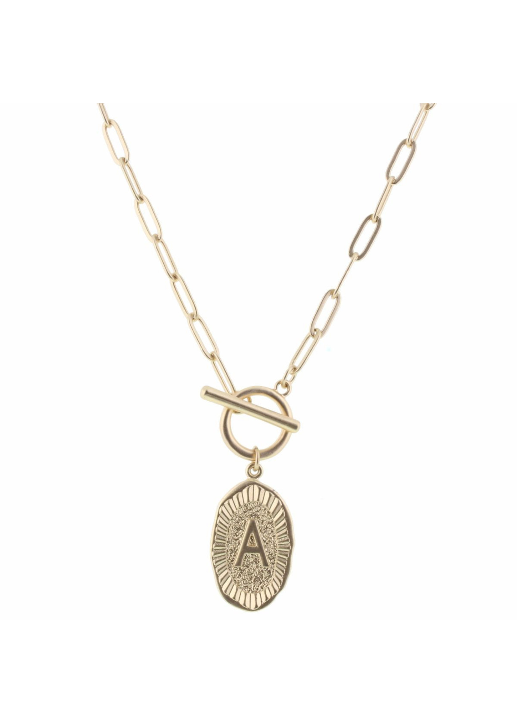 Jane Marie 16" Gold Stamped Initial With Link Chain And Toggle Closure Necklace