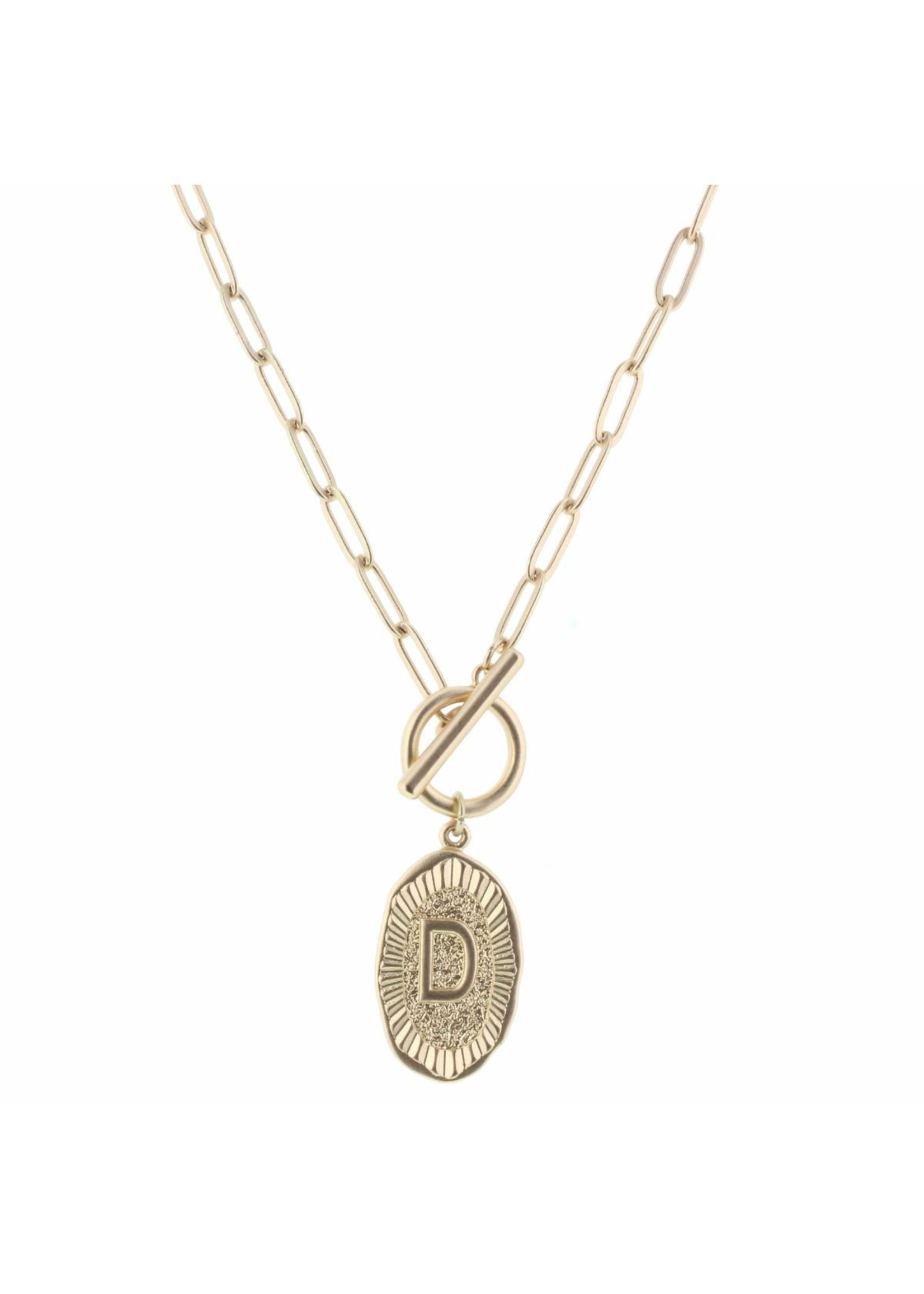 Jane Marie 16" Gold Stamped Initial With Link Chain And Toggle Closure Necklace