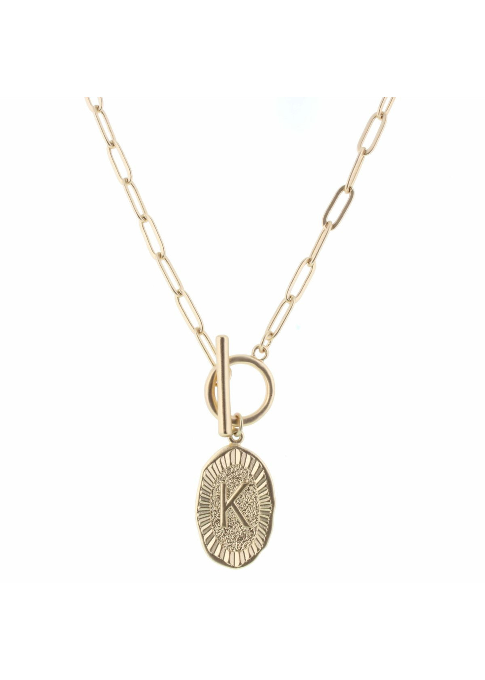 Jane Marie 16" Gold Stamped Initial With Link Chain And Toggle Closure Necklace