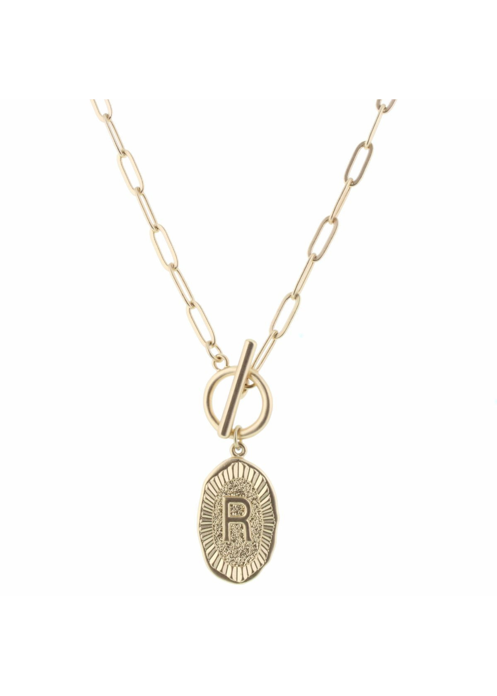 Jane Marie 16" Gold Stamped Initial With Link Chain And Toggle Closure Necklace