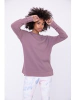 Mono B Waffle-Knit Pullover with Side Slits