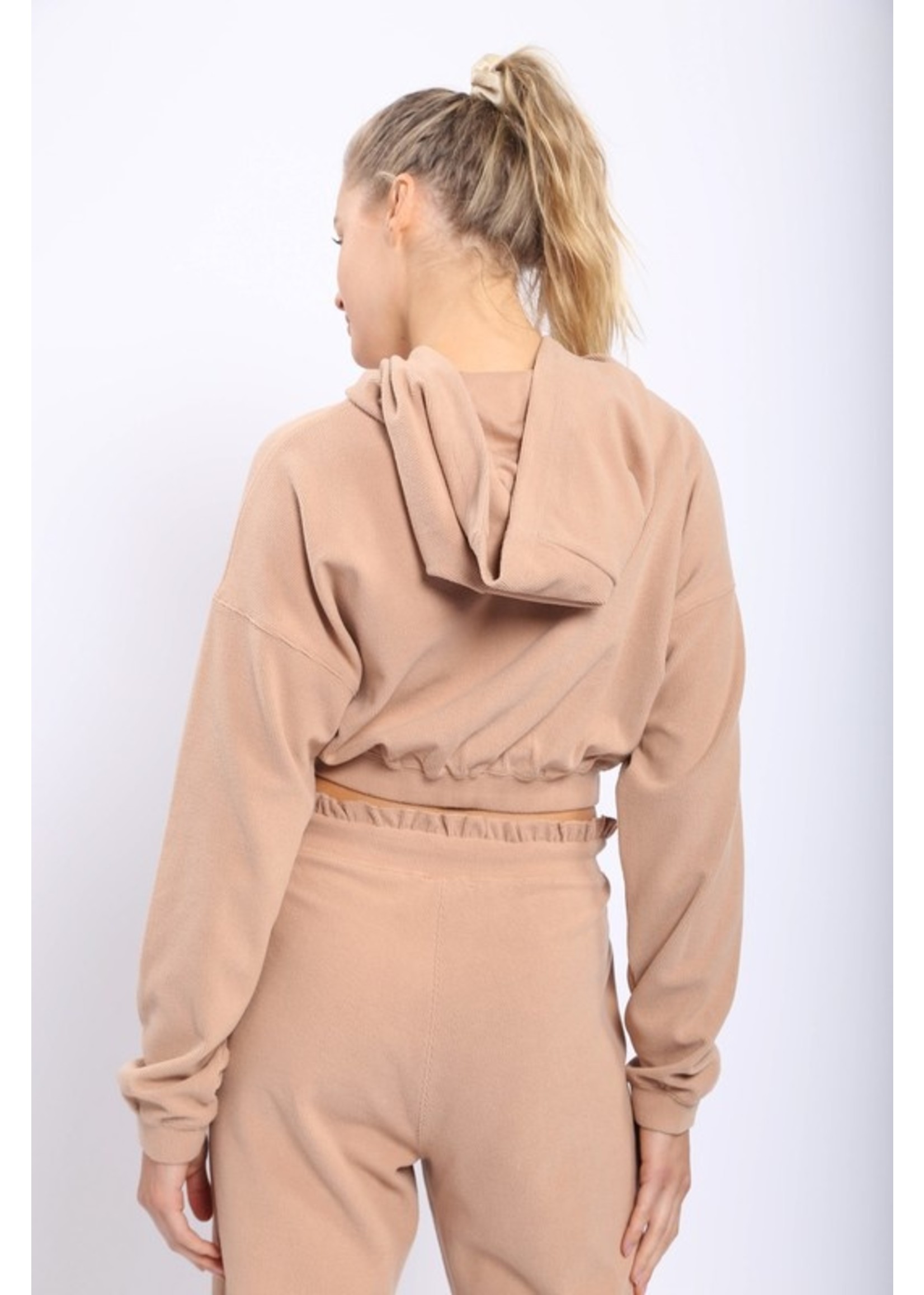 Ribbed Cropped Hoodie Top - King Frog 