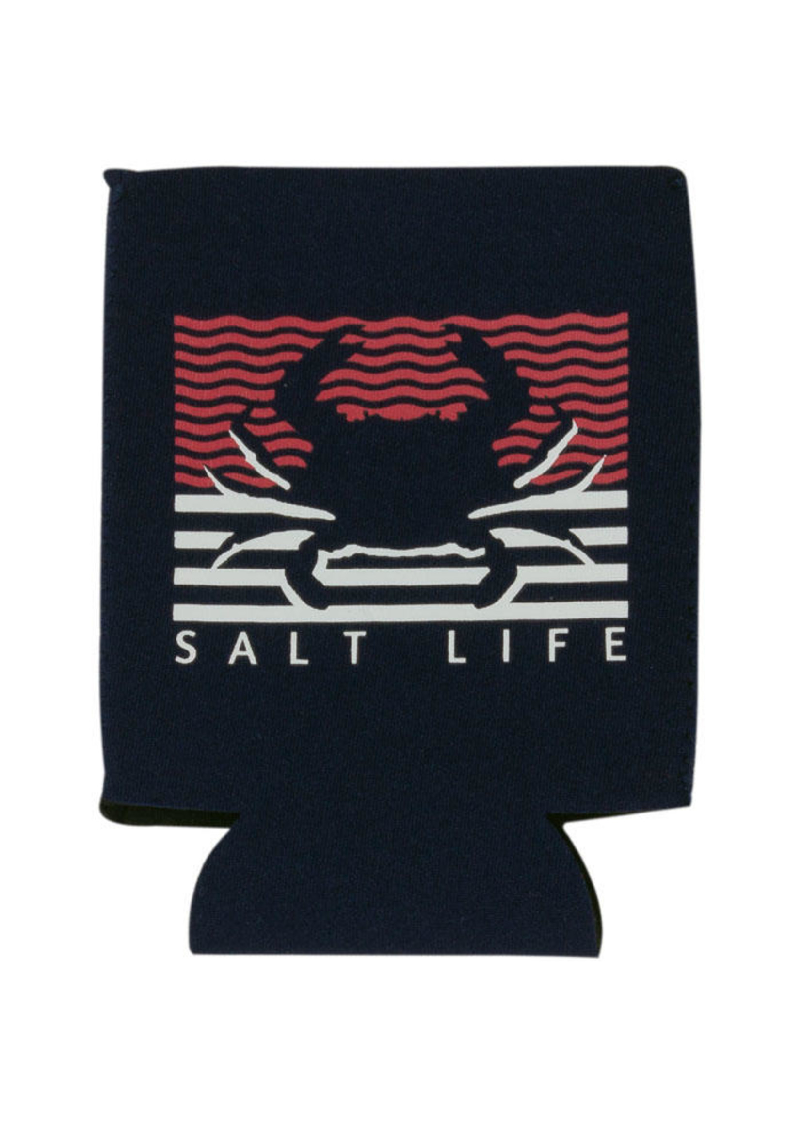 Salt Life Crabbin' Flag Can Holder-Navy