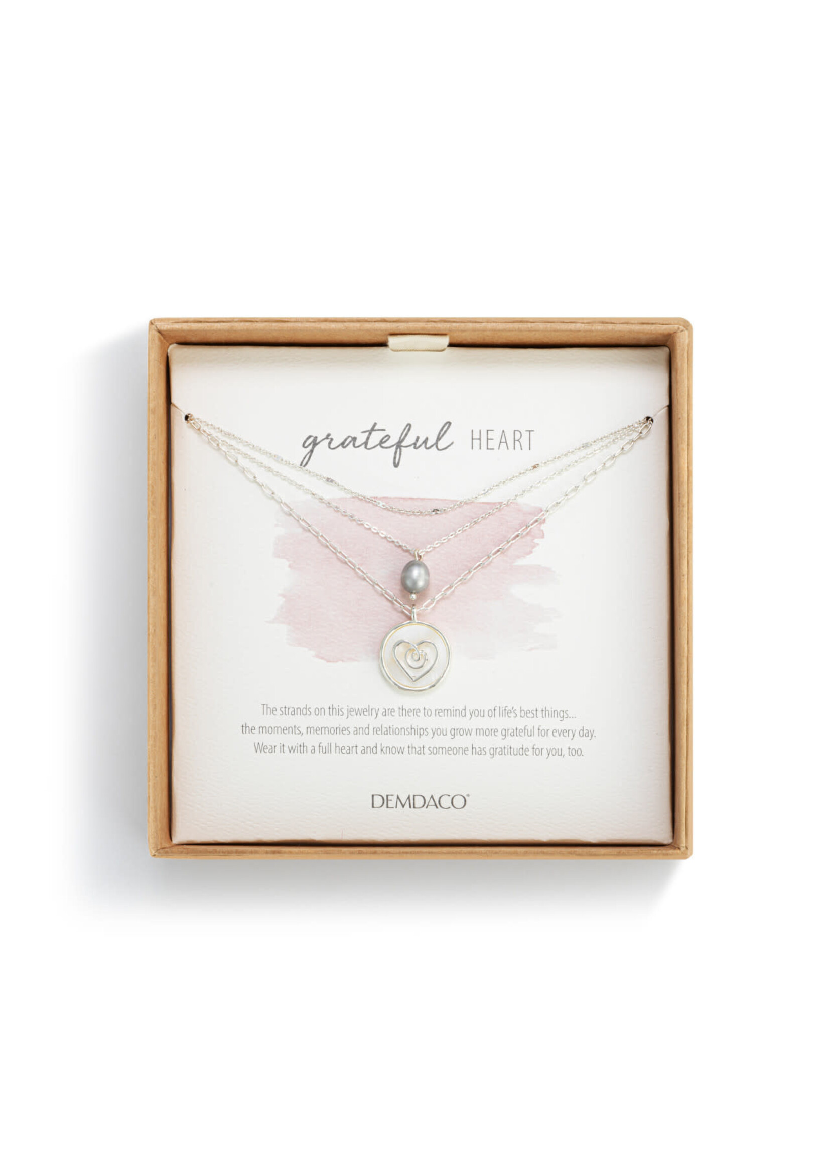 Demdaco Grateful Heart Mother of Pearl Necklace - Silver