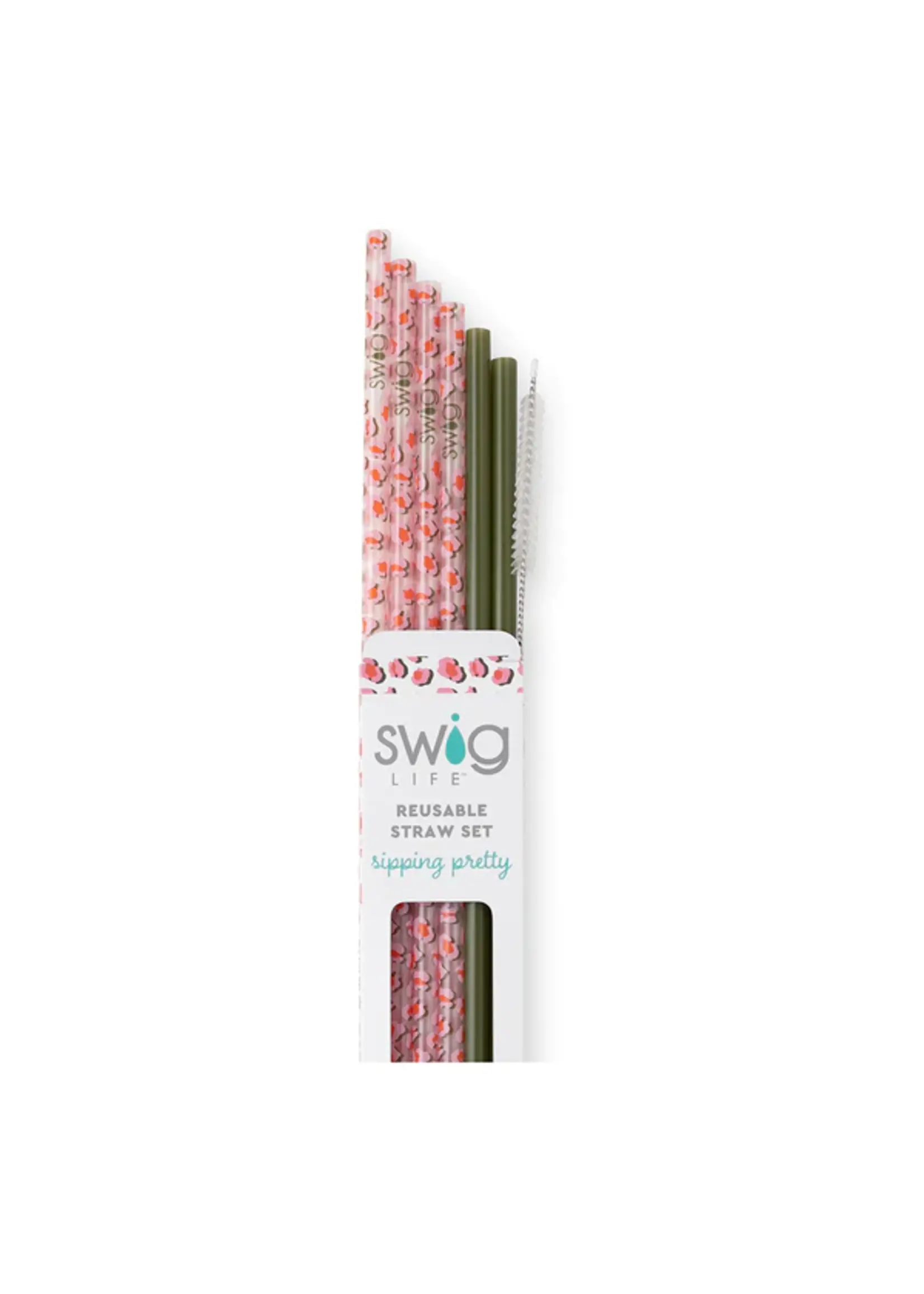 Swig Life On The Prowl + Olive Reusable Straw Set