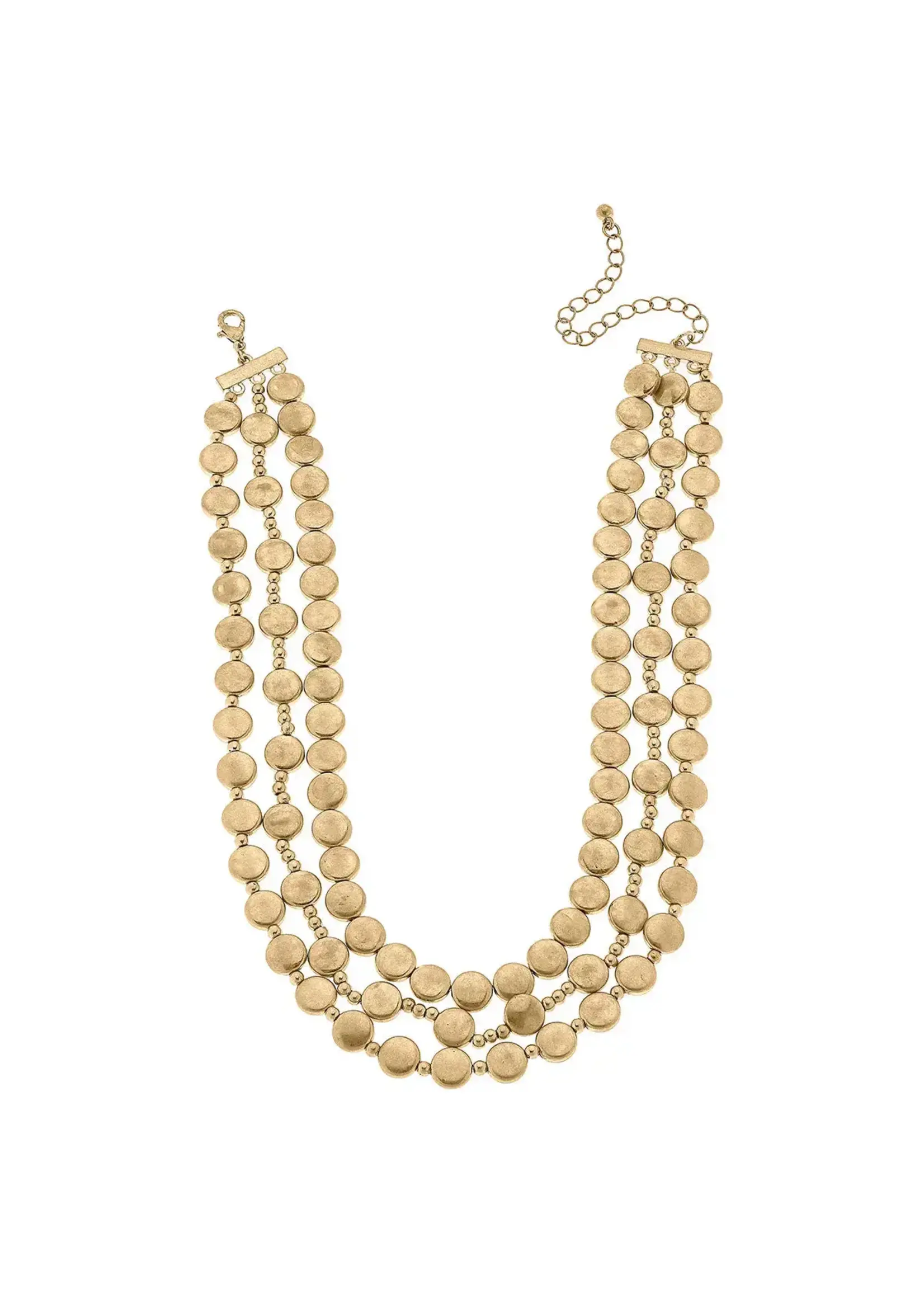 Canvas Paityn Metal Beaded Layered Necklace in Worn Gold