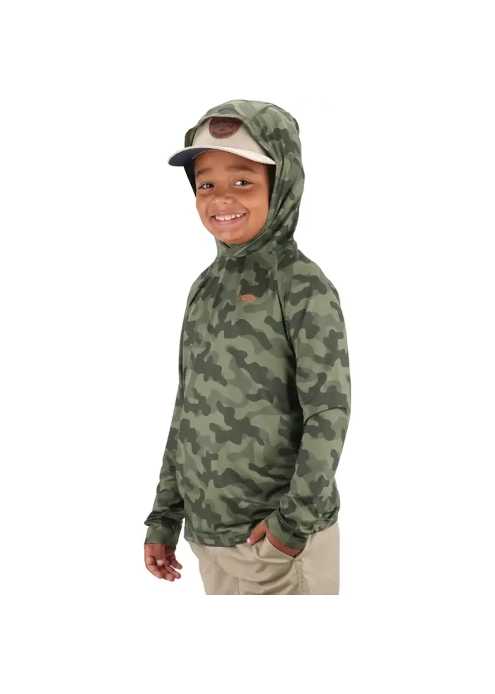 AFTCO Youth Tactical Camo Hooded LS Performance Shirt