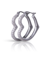 Amanda Blue CZ Heart Hoop Earrings - Silver