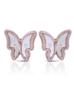 Amanda Blue Cz-Mother of Pearl Butterfly Earrings