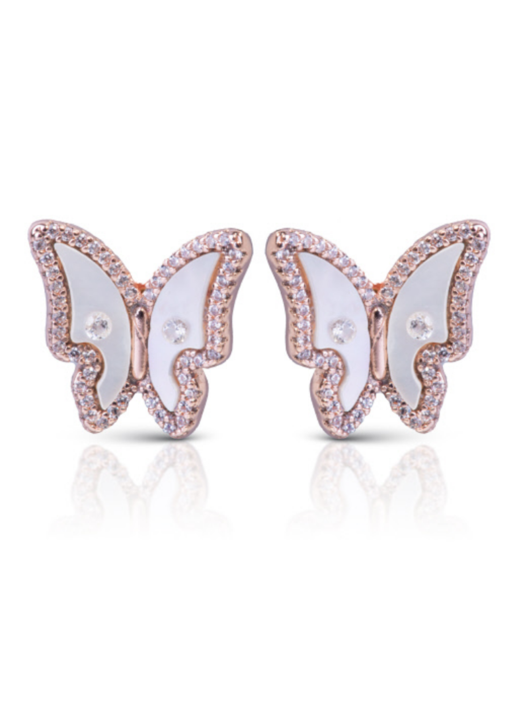 Amanda Blue Cz-Mother of Pearl Butterfly Earrings