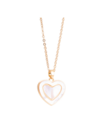 Amanda Blue Mother of Pearl Filled Heart Necklace - Gold