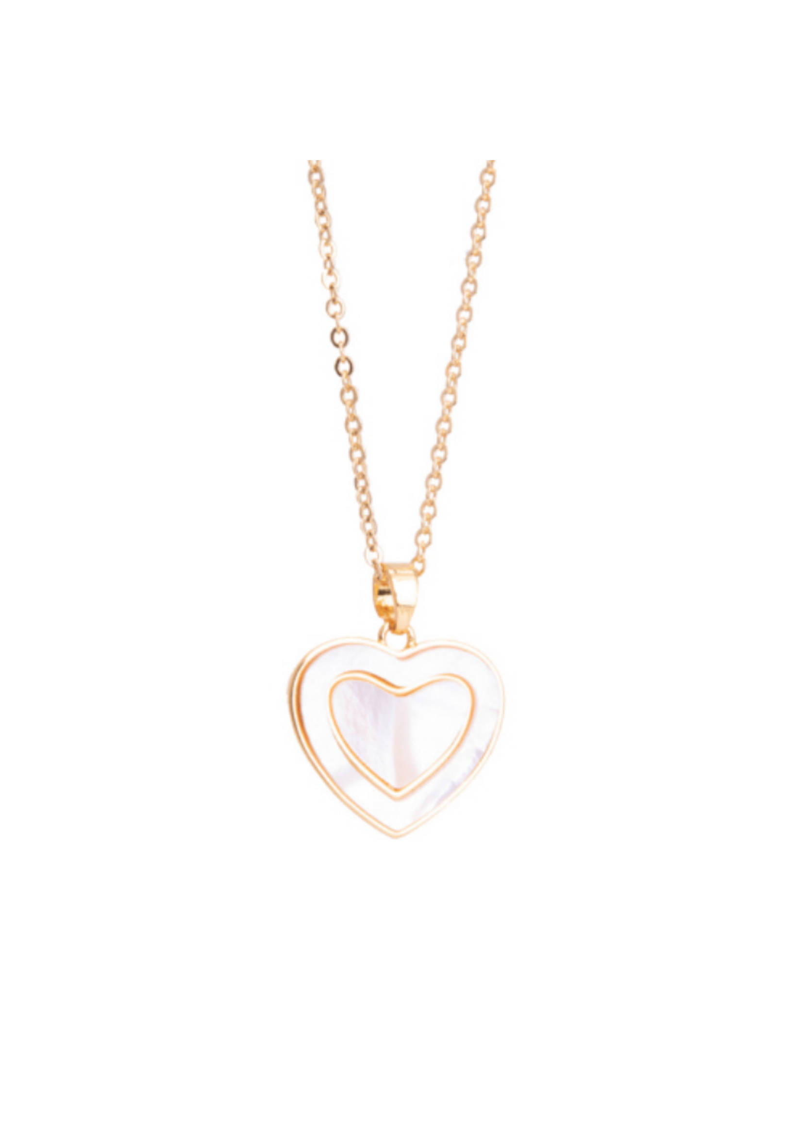 Amanda Blue Mother of Pearl Filled Heart Necklace - Gold
