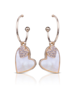 Amanda Blue Mother of Pearl Dangle Heart Earrings - Gold
