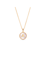 Amanda Blue Gold Mother of Pearl Initial Necklace