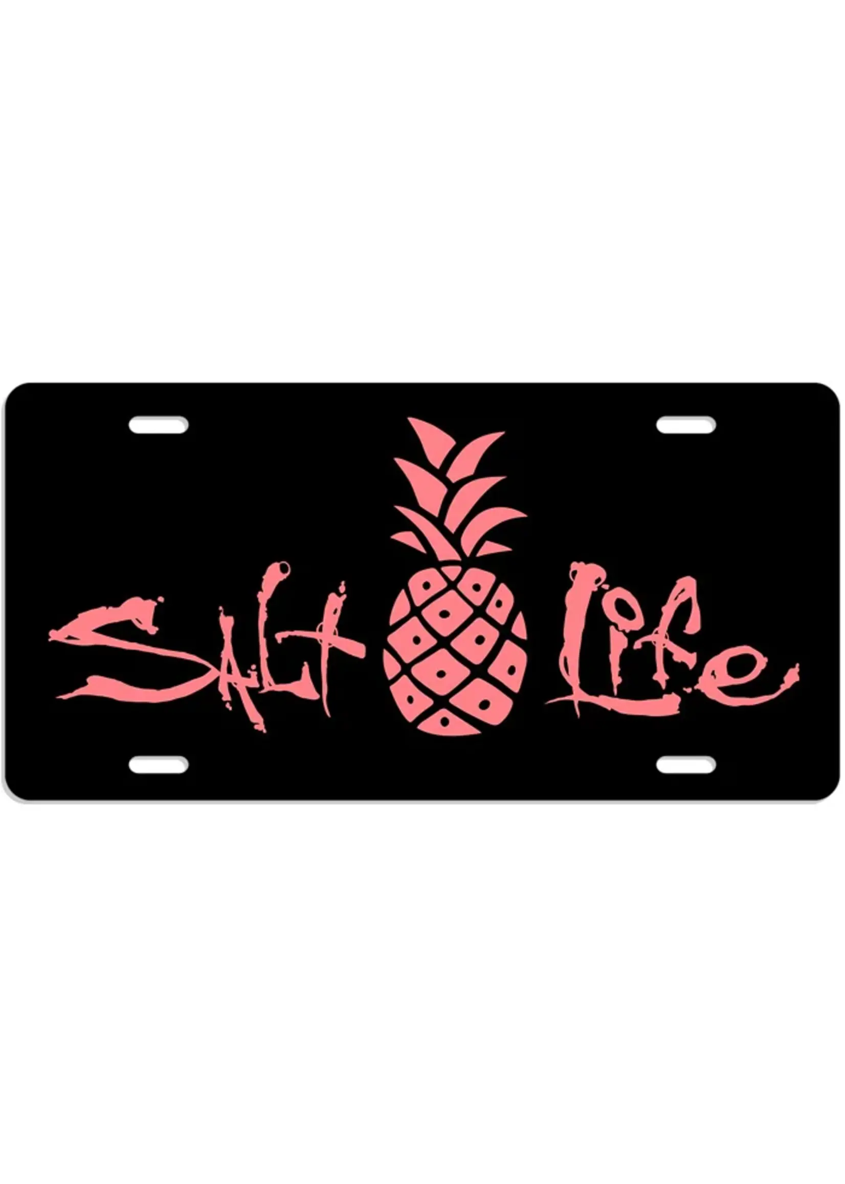 Salt Life Signature Pineapple License Plate-Black