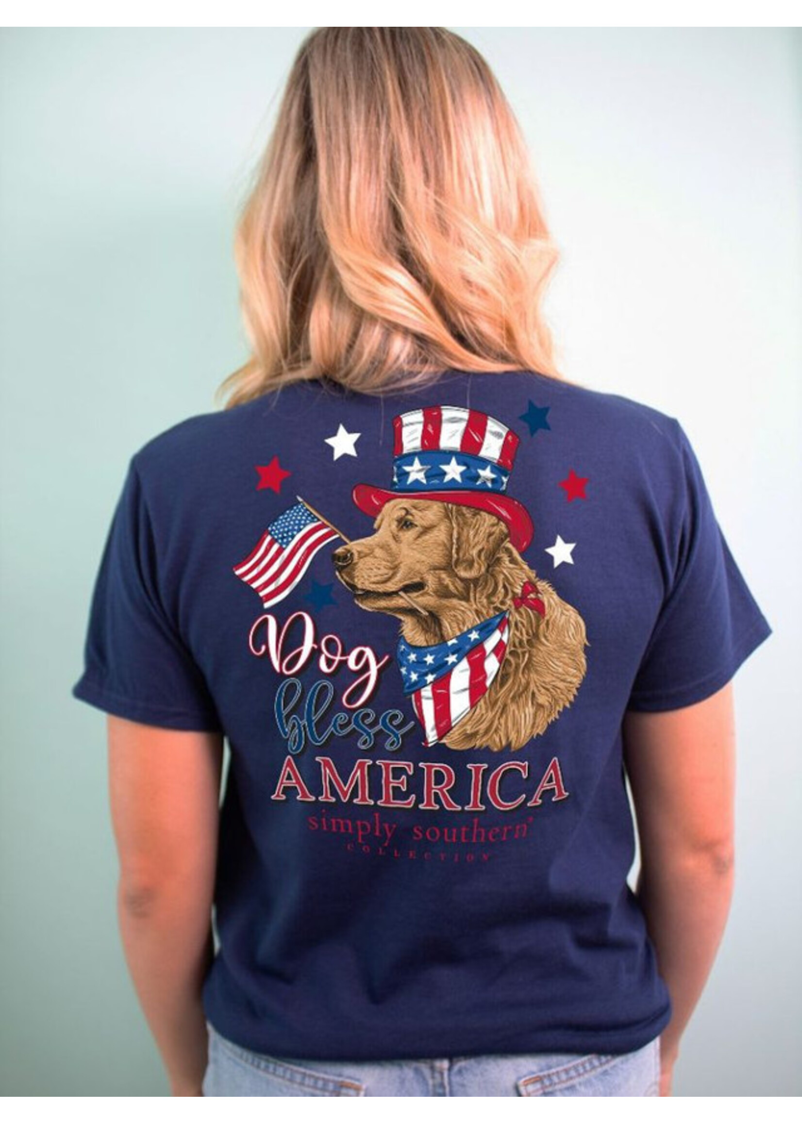 Simply Southern Collection Dog Bless America Short Sleeve T-Shirt