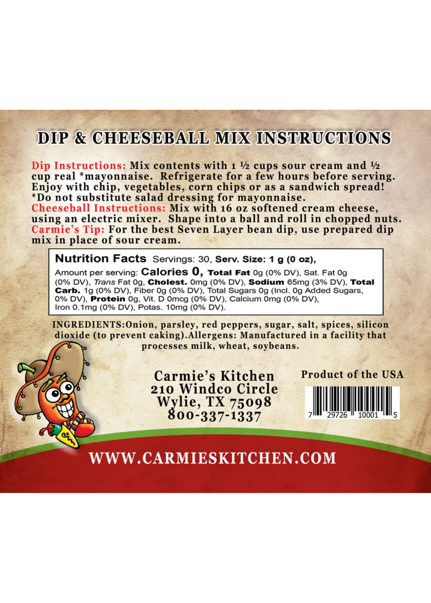 Carmies Kitchen Manana Mexican Dip & Cheeseball Mix