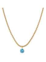 Jane Marie Shiny Gold Wheat Chain with Crystal Drop Necklace, .35" Pendant