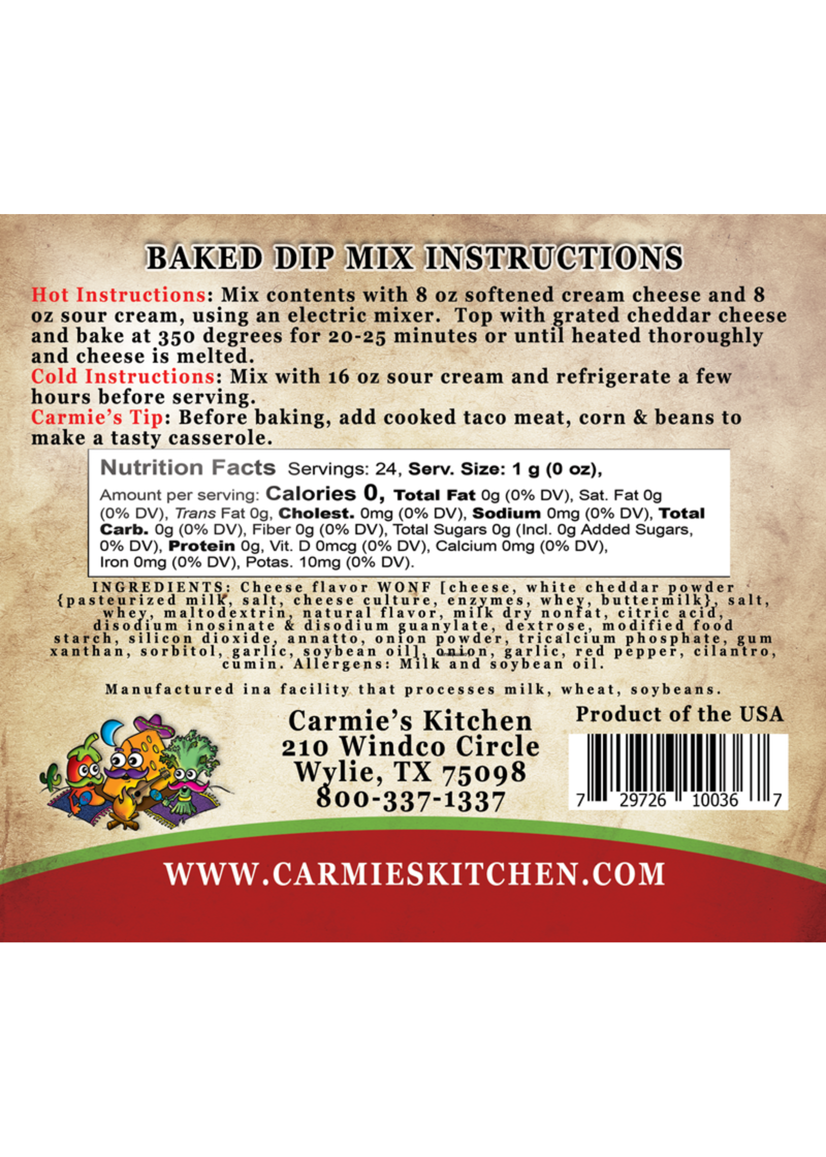 Carmies Kitchen Baked Enchilada Dip Mix