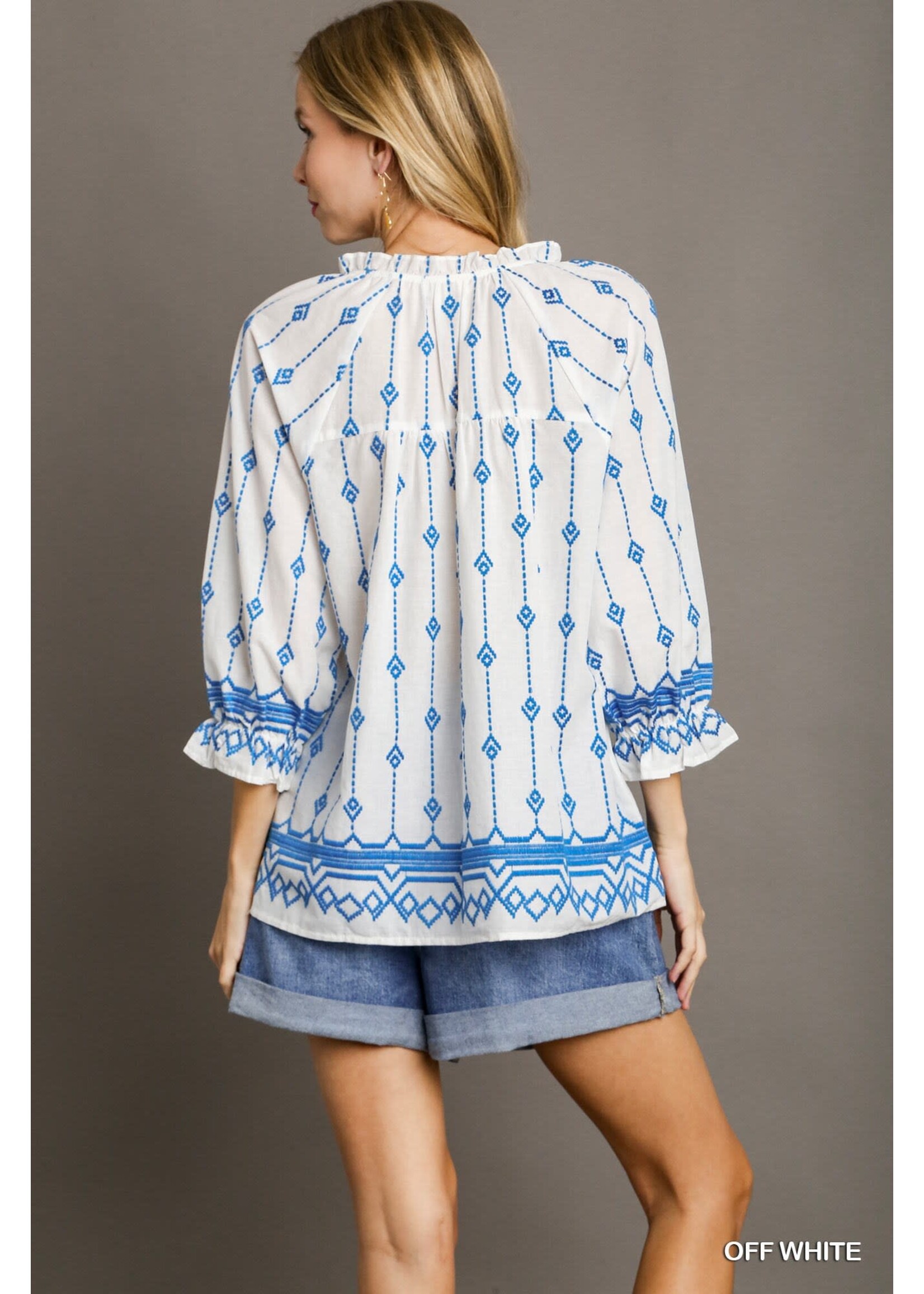 Umgee Boxy Cut Embroidery Top
