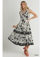 Umgee Floral Paisley Sleevless Midi Dress