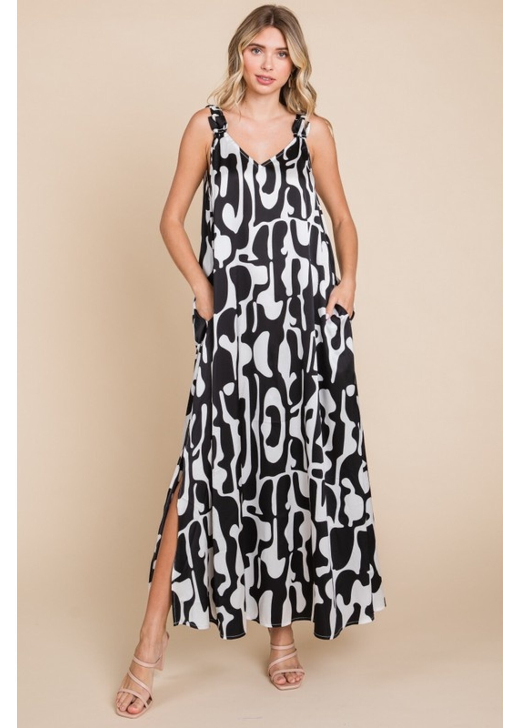 Jodifl Printed Satin Sleevless Maxi Dress
