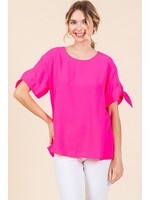 Jodifl Solid Short Sleeves Top with Tie