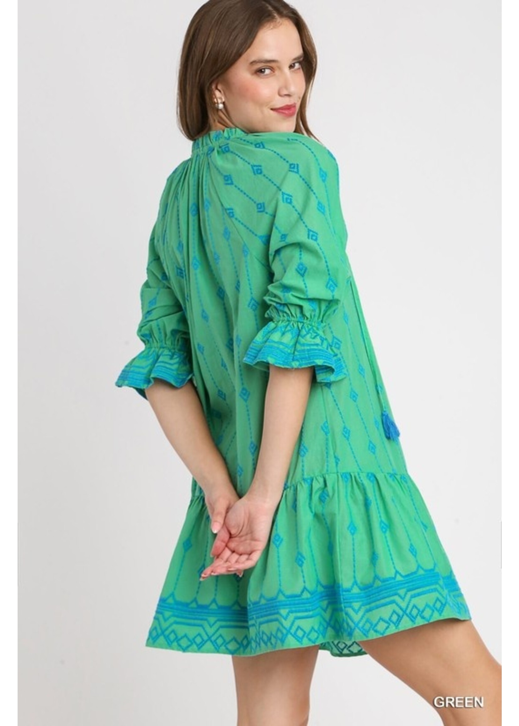 Umgee Embroidery Short A-Line Dress