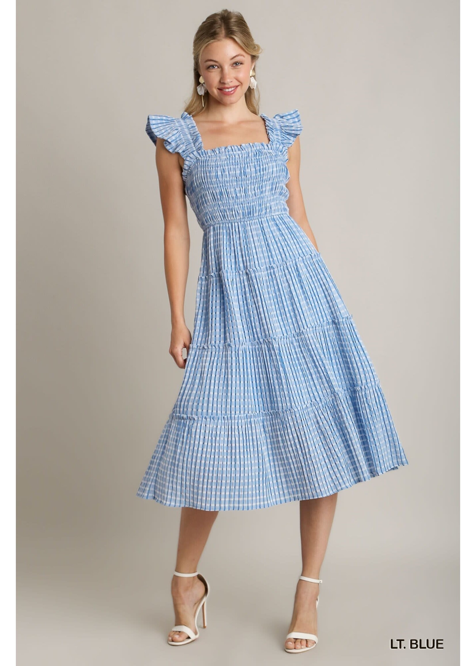Umgee Checkered Seersucker Dress