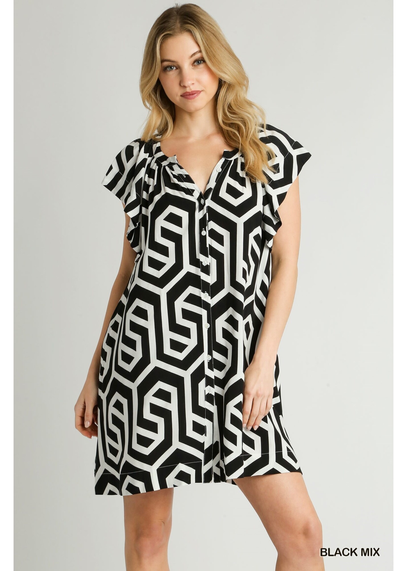 Umgee SS Geometric Print Dress