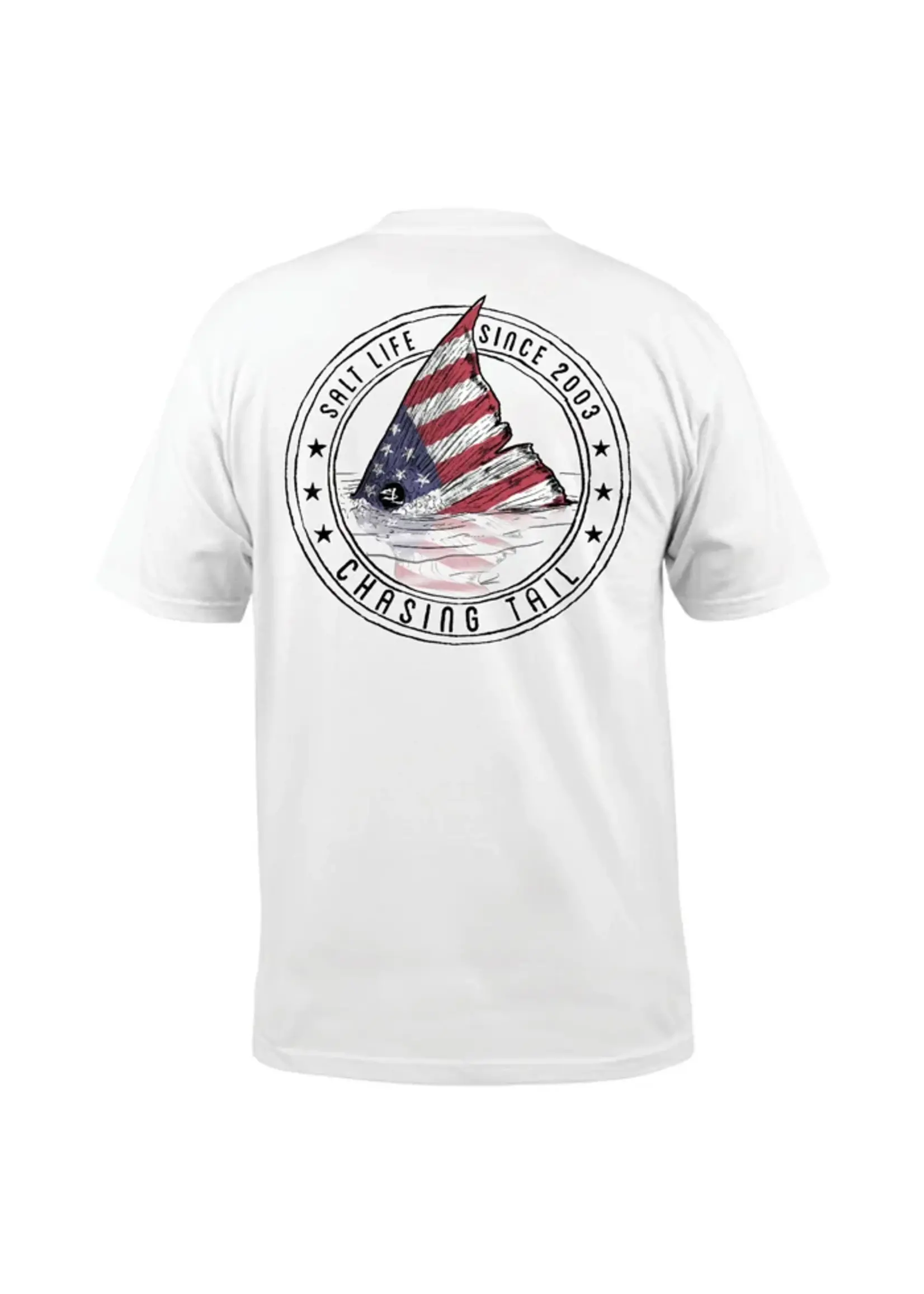 Salt Life Redfish Stars and Stripes Short Sleeve Pocket Tee