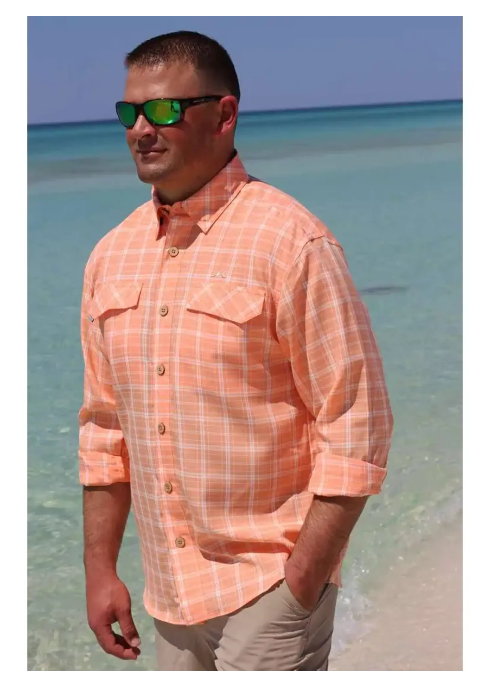 Mojo Sportswear Coastal Plaid Long Sleeve LS Button Down Shirt