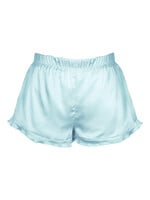 Amanda Blue Sea Glass Satin Ruffle Shorts