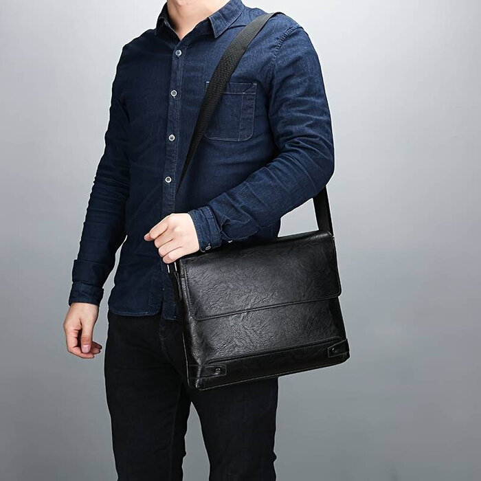 Satchel, Black, Leather
