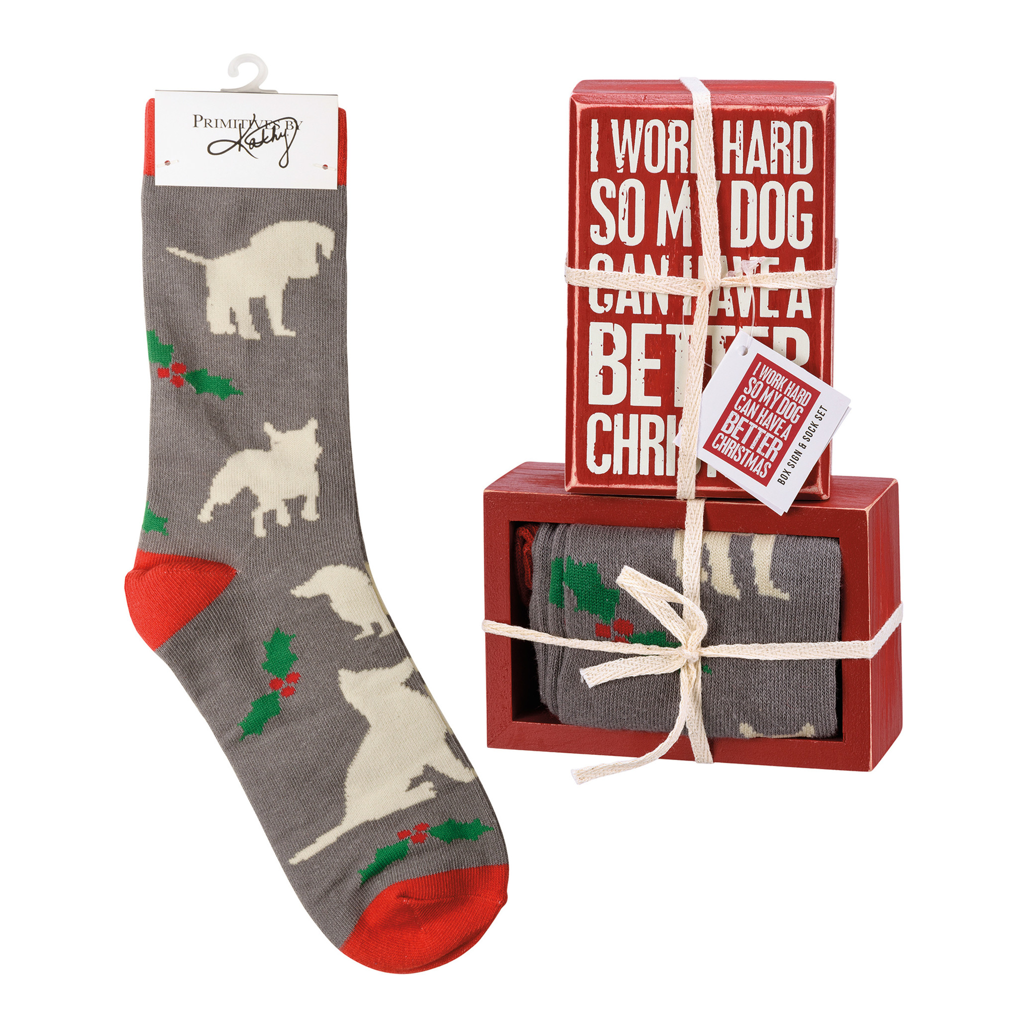Holiday Sign & Socks Gift Set
