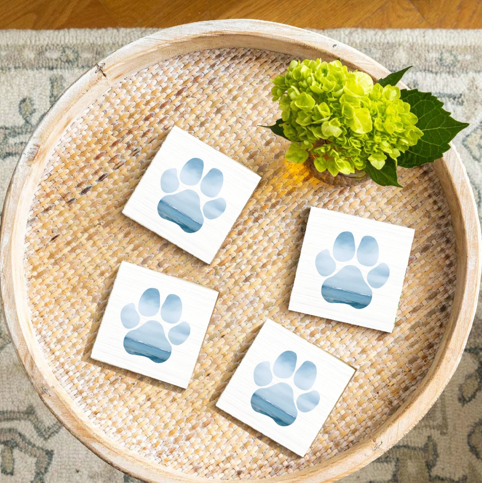 Rustic Marlin Seascape Coaster Set