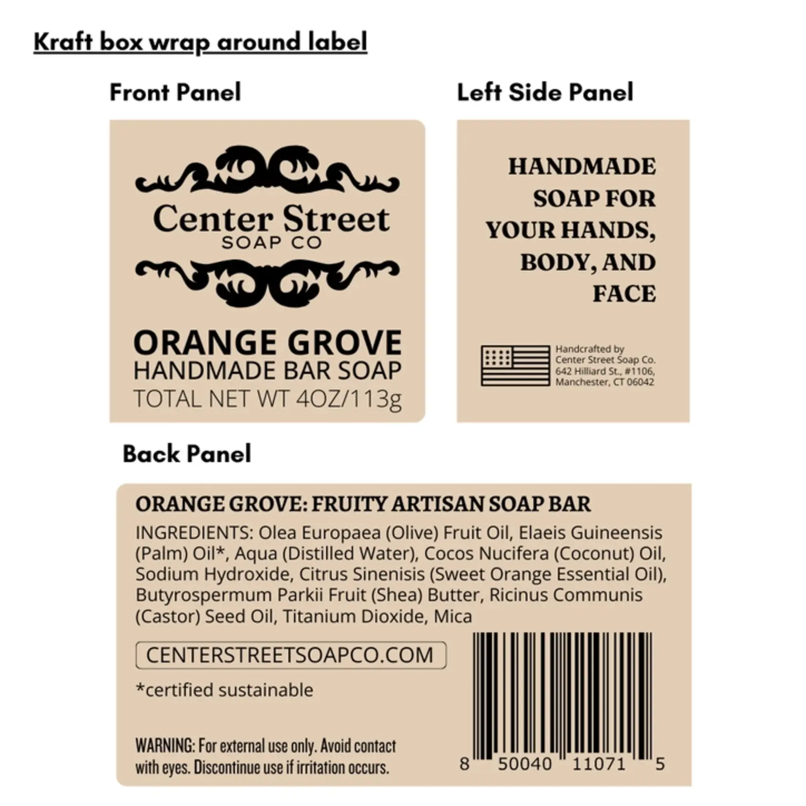 Center Street Soap Co. Handmade Soap Bar